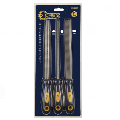 Orex 3PC HAND FILE SET (Flat File/Half Round File/Round File) 8"/200MM 90-32037